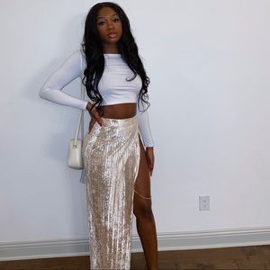 JLuxlabel Velvet Slit Skirt